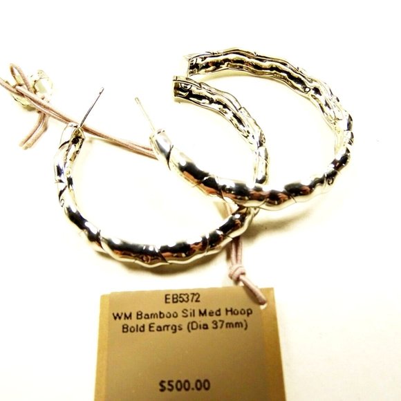 JOHN HARDY Bamboo Sterling Silver Medium Hoop Bold Earrings